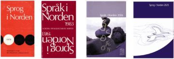 Bilder på fyra nummer av tidsskriften Språk i Norden (1970, 1983, 20026, 2025).