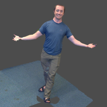 blue shirt person in virtual reality