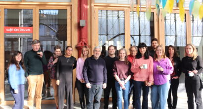#ENDOs project members stand in front of the Halle des douves in Bordeaux.
