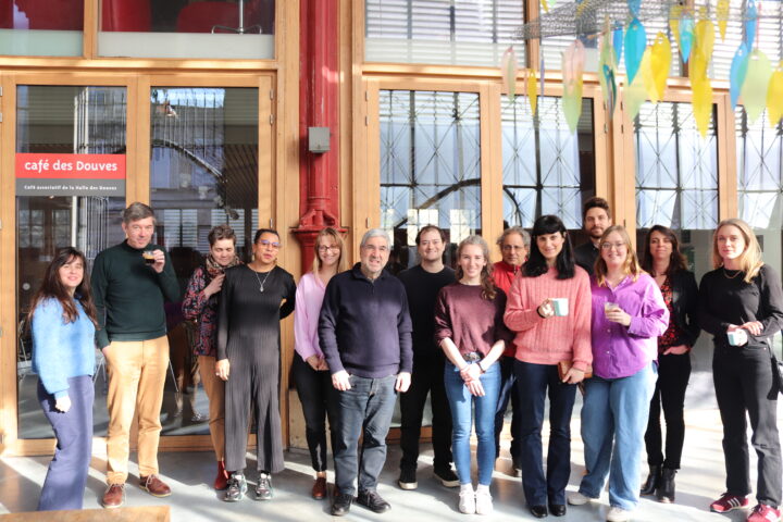 #ENDOs project members stand in front of the Halle des douves in Bordeaux.