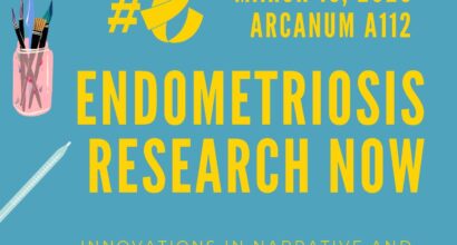 A poster for the event Endometriosis Research Now, including a QR code for registration.