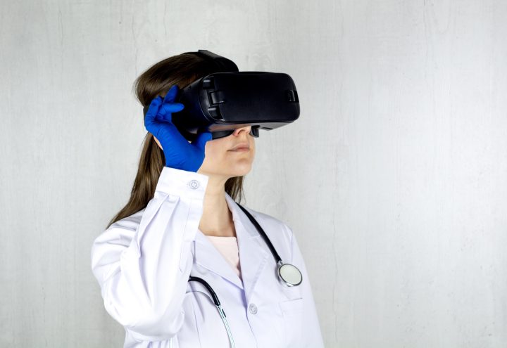 Scientist with VR helmet