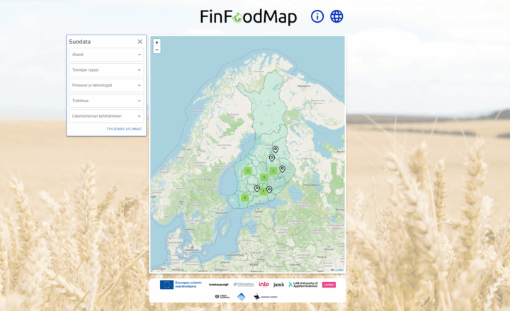 FinFoodMap-palvelun aloitussivu