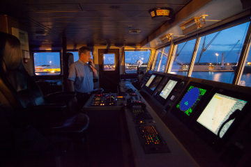 Pilot at work at night