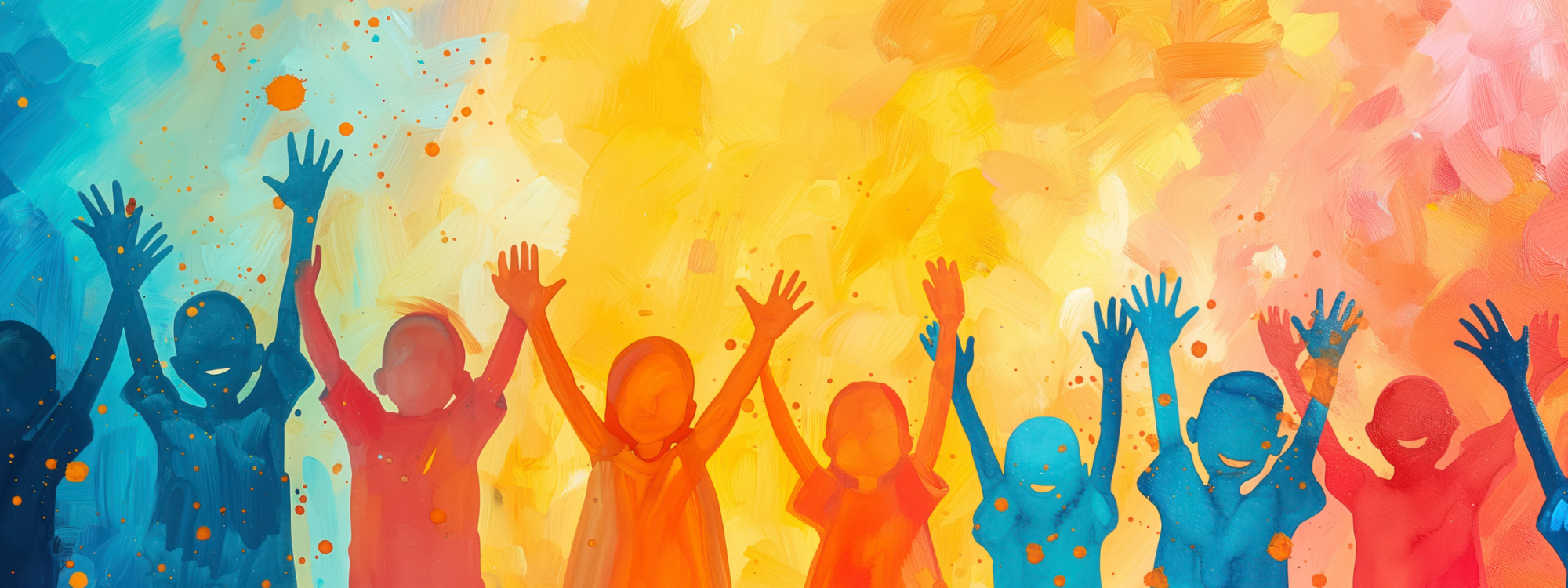 Vibrant silhouettes of children.