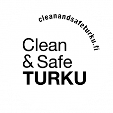 Clean & Safe Turku logo ja linkki sivustolle cleanandsafeturku.fi