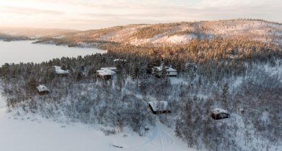 talvinen ilmakuva Kevonniemestä