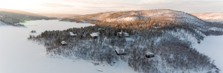 talvinen ilmakuva Kevonniemestä