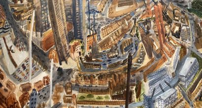 Sharon Beavan (b.1956) "View from Rotherfield Street to the Barbican", 1989. Seen exposed on 16th April 2023 at the Guildhall Art Gallery - City of London (https://www.cityoflondon.gov.uk/things-to-do/attractions-museums-entertainment/guildhall-art-gallery)