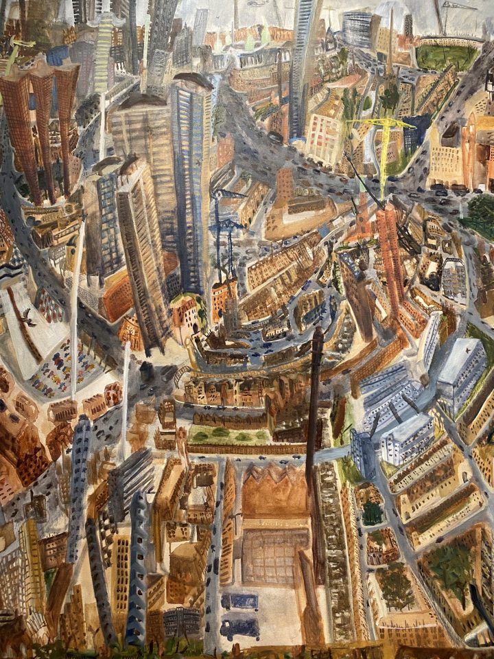 Sharon Beavan (b.1956) "View from Rotherfield Street to the Barbican", 1989. Seen exposed on 16th April 2023 at the Guildhall Art Gallery - City of London (https://www.cityoflondon.gov.uk/things-to-do/attractions-museums-entertainment/guildhall-art-gallery)