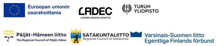 Merimerkit-hankkeen logot: Euroopan unionin osarahoittama, Lahden Seudun Kehitys LADEC, Turun yliopisto, Päihät-Hämeen liitto, Satakuntaliitto, Varsinais-Suomen liitto