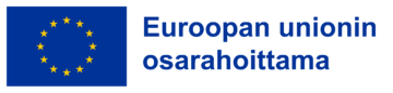 EU-lipputunnus, jossa 12 keltaista tähteä ringissä ja teksti Europpan unionin osarahoittama.