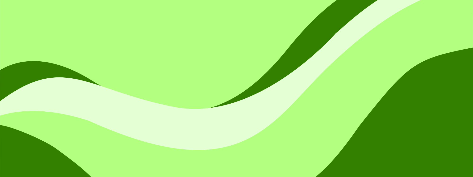 A background banner with wavy shapes each in a different shade of green