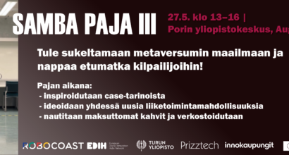 Työpajamainos aika- ja paikkatietoineen. Kuvassa naishenkilö käyttää VR-laseja