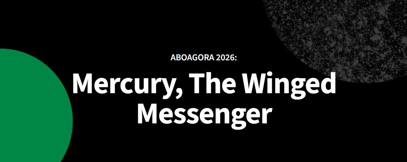 Title card: Aboagora 2026, Mercury, The Winged Messenger