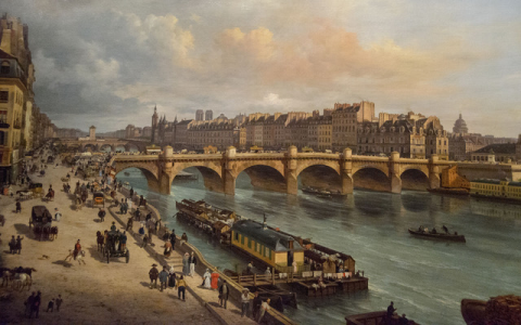 Giuseppe Canellan maalaus : Le Pont-Neuf et la Cité Paris.