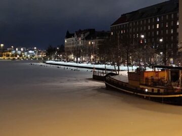 Photo of Helsinki in winter at night