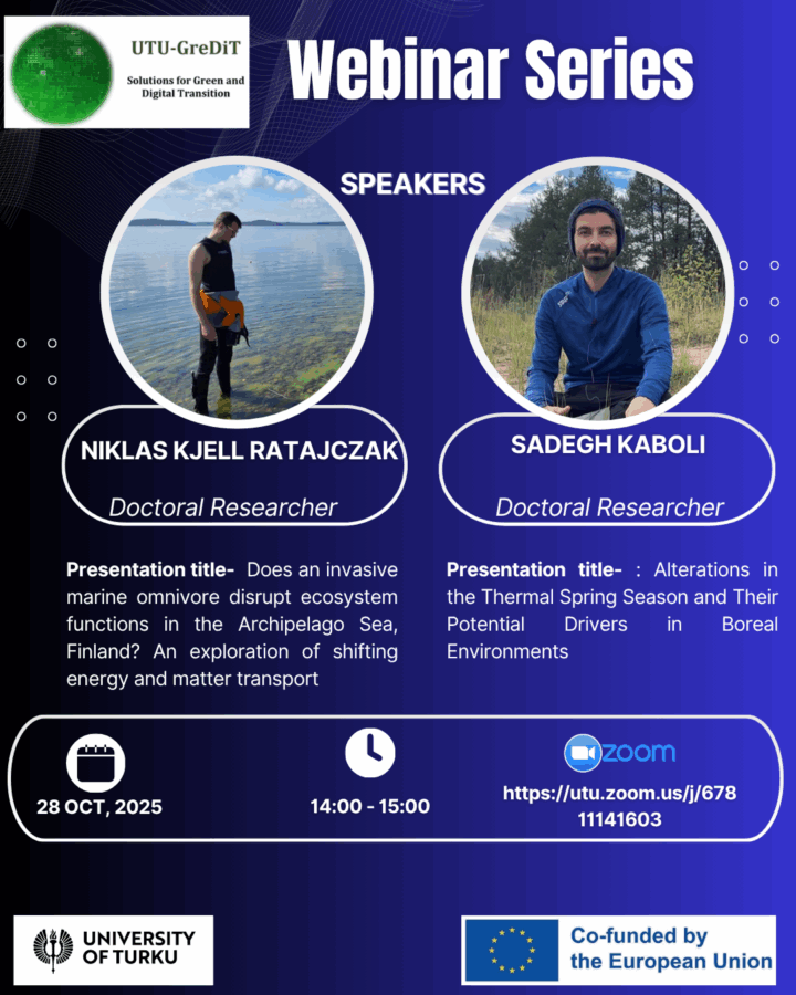 October webinar poster with pictures of presenters