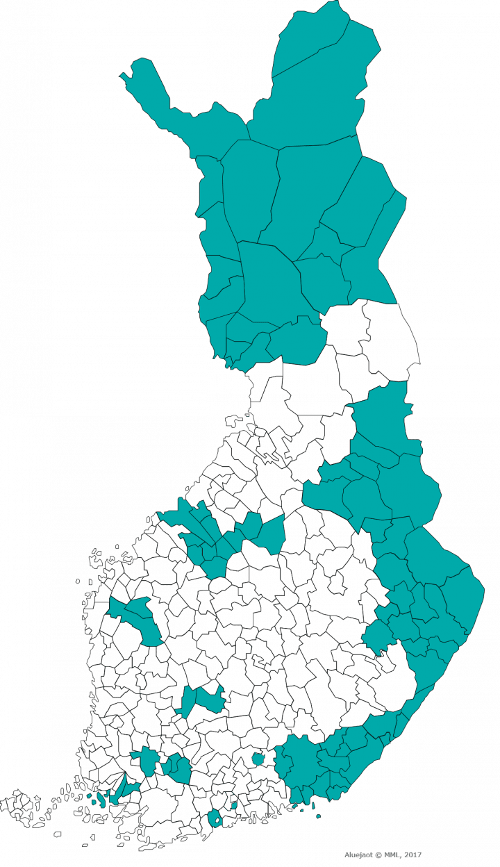 Voimaperheet-kunnat vuonna 2020
