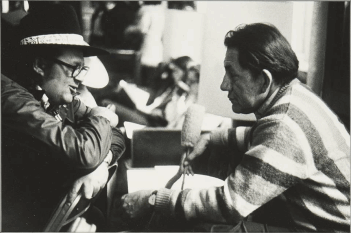 Ph: Peter F. Weil, “Richard McPhearson and Ben Bearskin chat between songs during the McNickle Center’s founding event in 1971,” Photo Courtesy of the Newberry Library